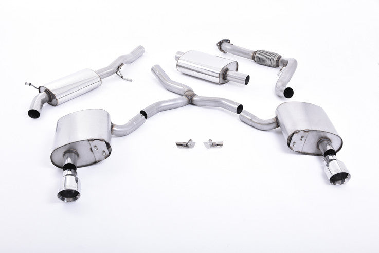 Catback výfuk AUDI A4 B9 quattro 2.0 TFSI Milltek Sport - s rezonátorem / leštěné koncovky SSXAU608