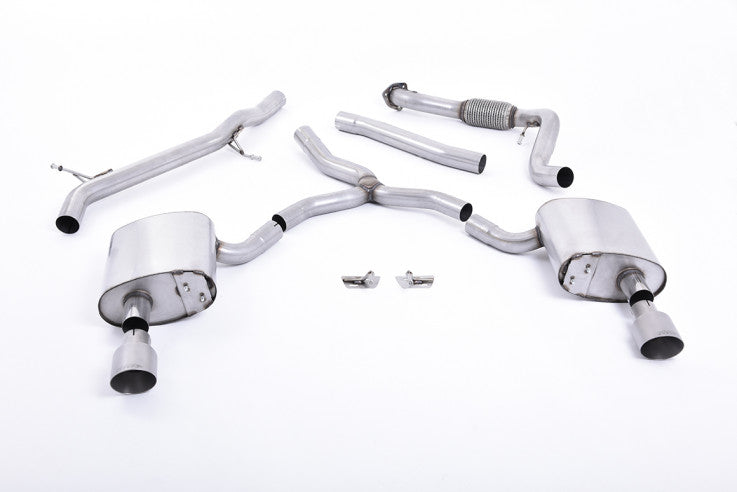 Catback výfuk AUDI A4 B9 quattro 2.0 TFSI Milltek Sport - bez rezonátoru / titanové koncovky SSXAU617