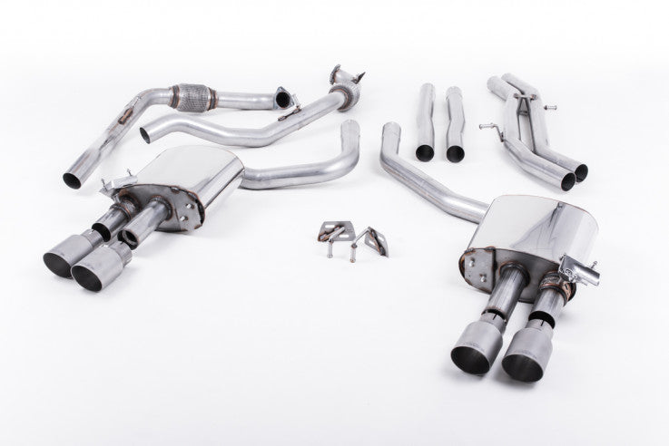 Klapkový catback výfuk AUDI S4 a S5 Sportback B9 3.0 TFSI V6 Milltek Sport - bez rezonátoru / kulaté titanové koncovky GT90 SSXAU657