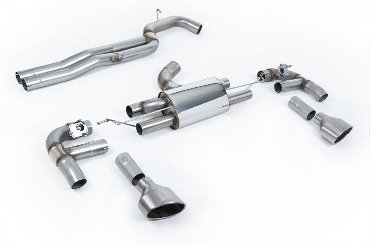 RACE 80mm Catback výfuk AUDI RS3 8V Sedan 2.5 TFSI Milltek Sport - Broušené titanové koncovky SSXAU984