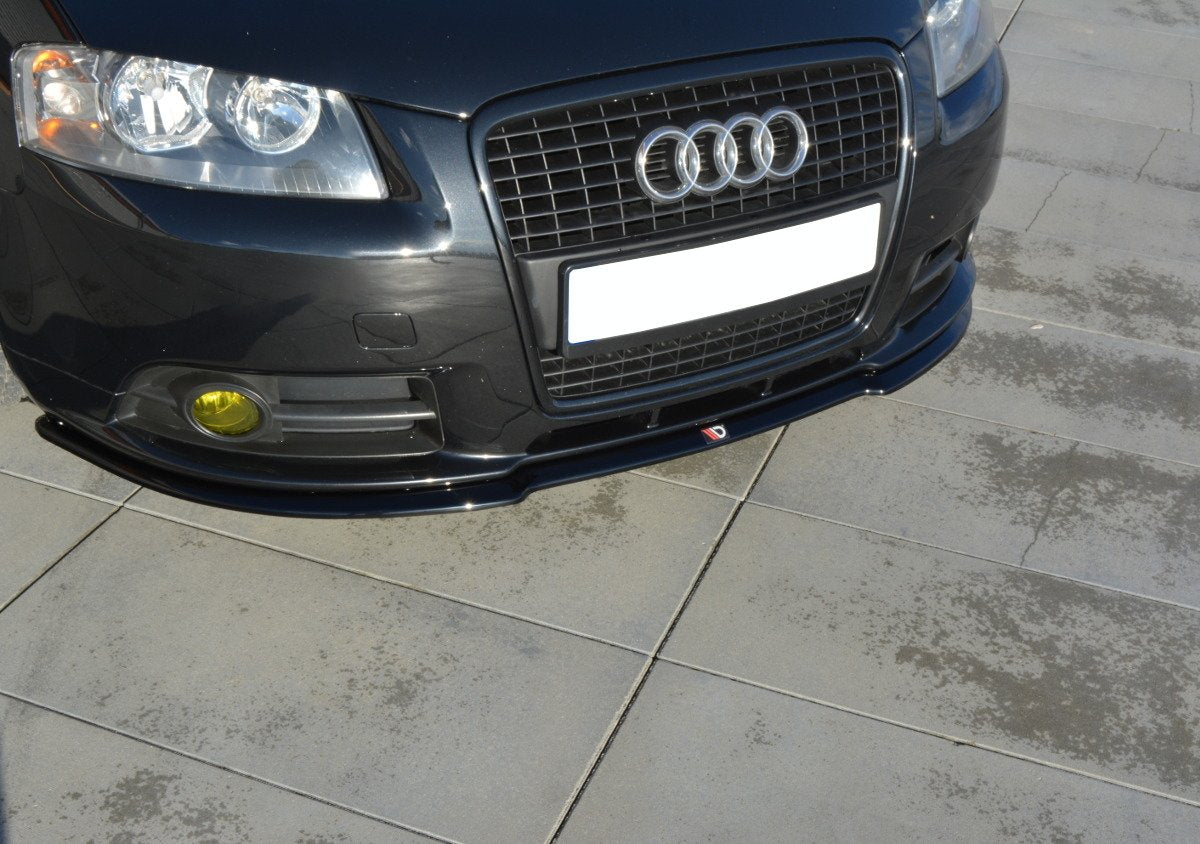 Maxton Design spoiler pod přední nárazník pro Audi A3 8P, černý lesklý plast ABS, S-Line, r.v. 2004-2008
