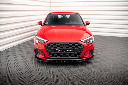 Maxton Design spoiler pod přední nárazník pro Audi A3 8Y, černý lesklý plast ABS