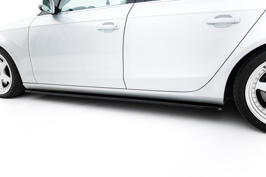 Maxton Design difuzory pod boční prahy pro Audi A4 B8 Facelift, černý lesklý plast ABS