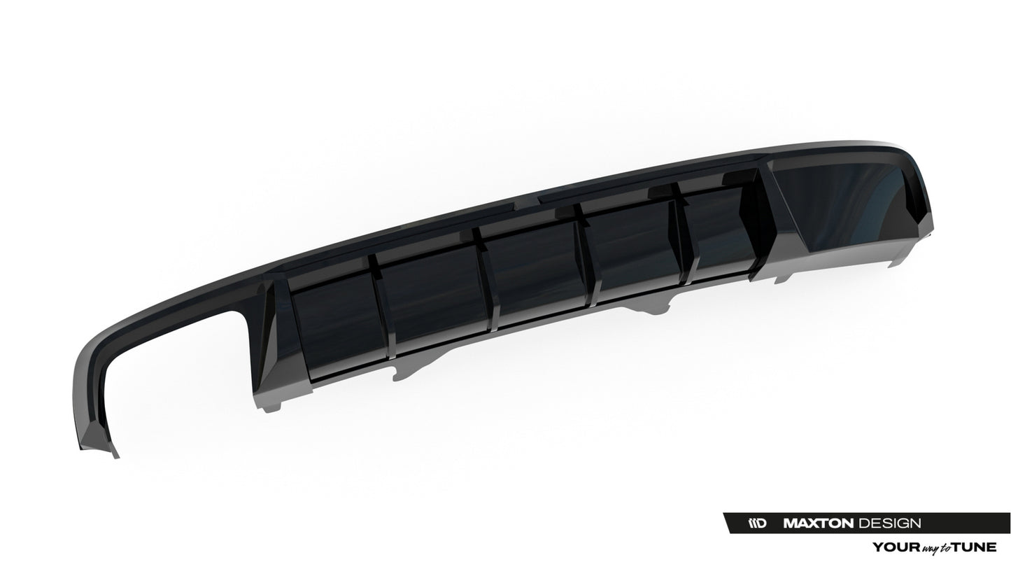 Maxton Design vložka zadního nárazníku ver.2 pro Audi A4 B9, černý lesklý plast ABS, S-Line Sedan, S-Line Avant