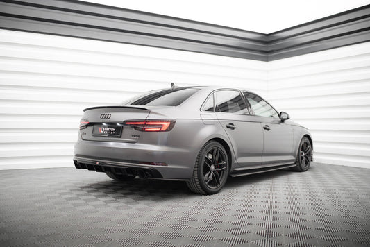 Maxton Design prodloužení spoileru pro Audi A4 B9, černý lesklý plast ABS, sedan