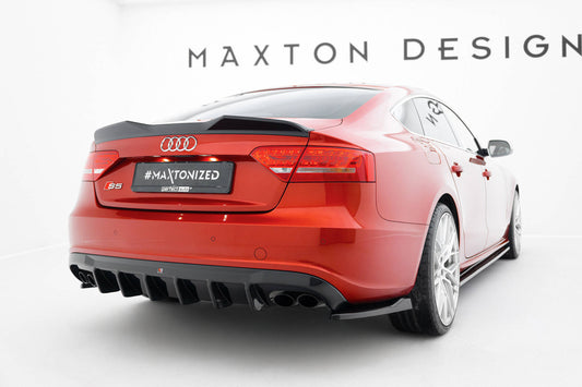 Maxton Design prodloužení spoileru 3d pro Audi A5 8T FL, černý lesklý plast ABS, Sportback S-Line