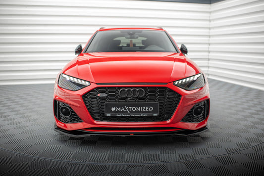 Maxton Design spoiler pod přední nárazník pro Audi RS4 B9 FL, černý lesklý plast ABS