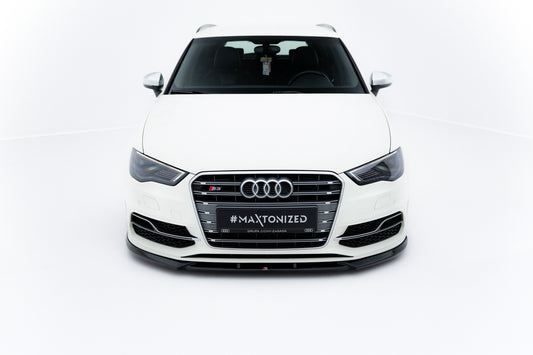 Maxton Design spoiler pod přední nárazník ver.2 pro Audi A3 8V, černý lesklý plast ABS, S-line Sportback/S-line Hatchback