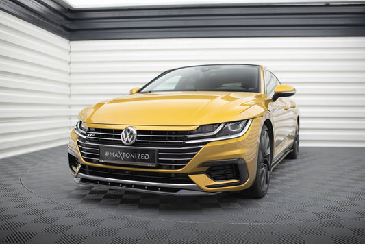 Maxton Design spoiler pod přední nárazník ver.2 pro Volkswagen Arteon, černý lesklý plast ABS