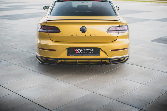 Maxton Design "Racing durability" vložka zadního nárazníku pro Volkswagen Arteon, plast ABS bez povrchové úpravy, s červenou linkou