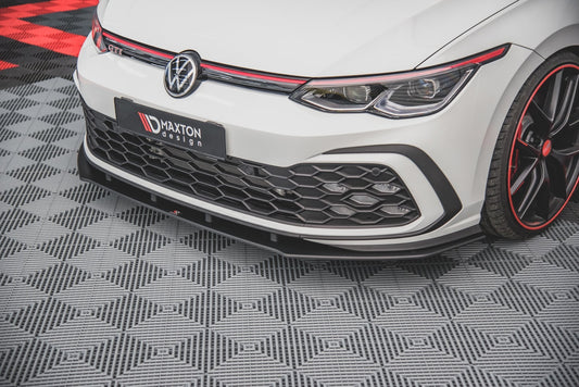 Maxton Design "Racing durability" spoiler pod přední nárazník pro Volkswagen Golf GTD Mk8, plast ABS bez povrchové úpravy, s červenou linkou