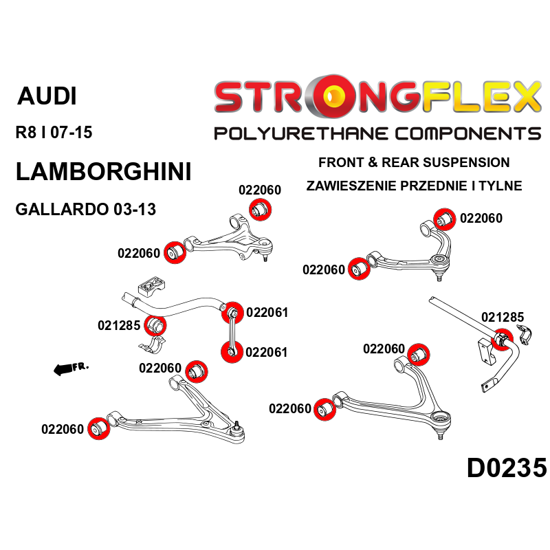 STRONGFLEX 021285B: Přední silentblok stabilizátoru pro Audi