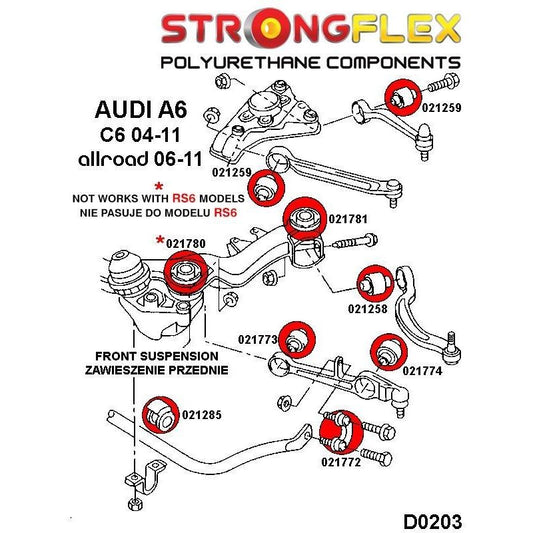 STRONGFLEX 021774A: Přední spodní rameno - vnější silentblok SPORT pro Audi