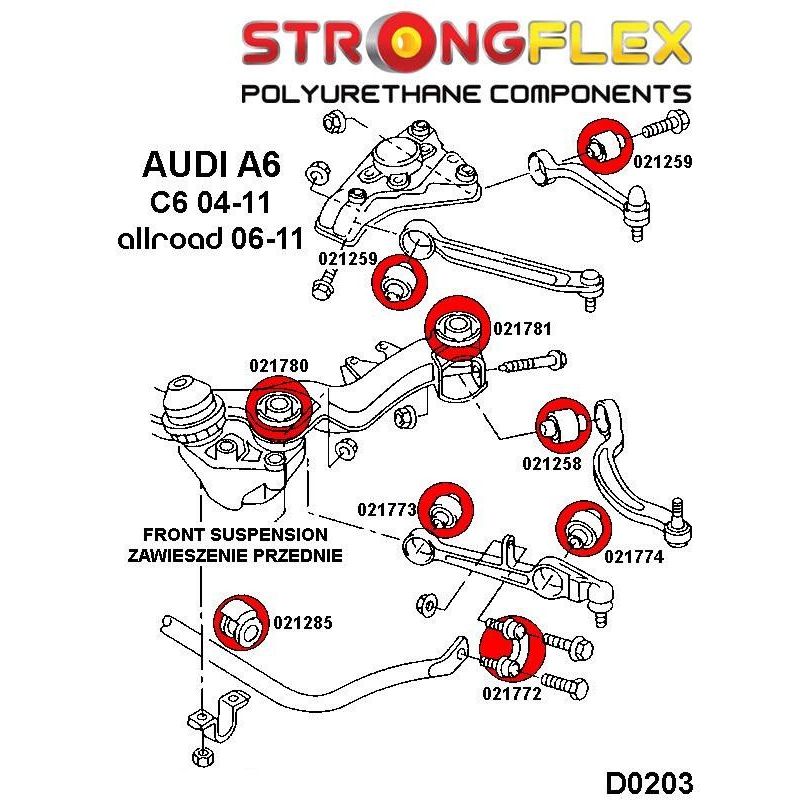 STRONGFLEX 021781B: Přední nápravnice - zadní silentblok pro Audi