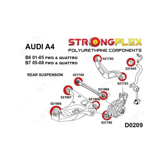 STRONGFLEX 026237A: Zadní náprava - sada silentbloků SPORT pro Audi