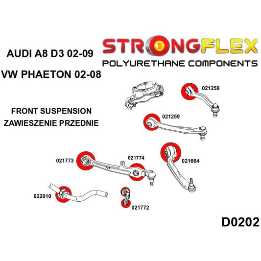 STRONGFLEX 026248B: Sada - silentbloky přední nápravy pro Audi