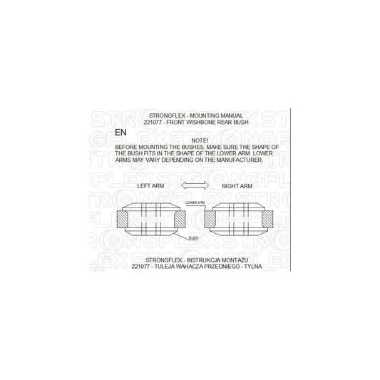 STRONGFLEX 221077B: Přední rameno - zadní silentblok pro Audi