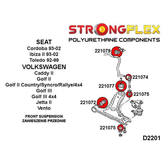 STRONGFLEX 221079B: Přední stabilizátor - silentblok pro Seat