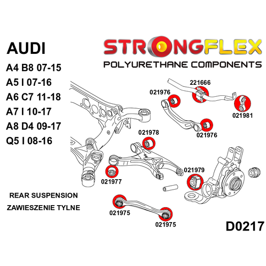 STRONGFLEX 221666A: Zadní stabilizátor silentblok SPORT pro Audi