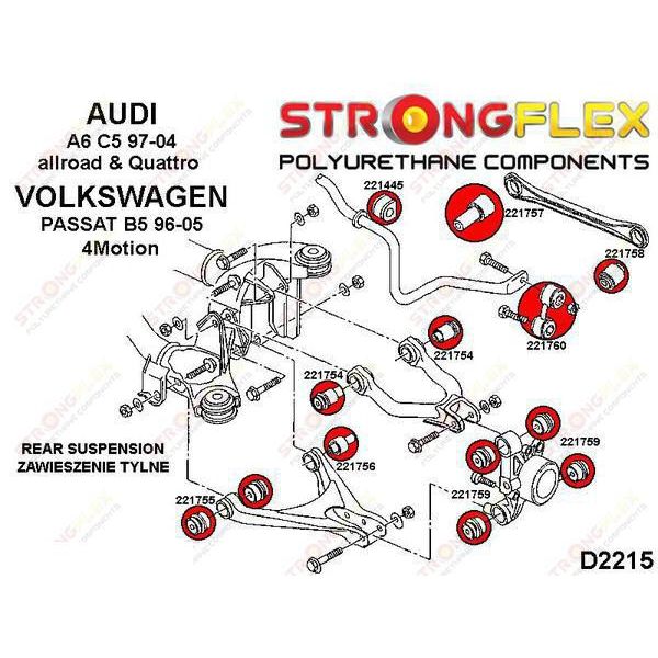 STRONGFLEX 221756A: Zadní spodní rameno - zadní silentblok SPORT pro Audi