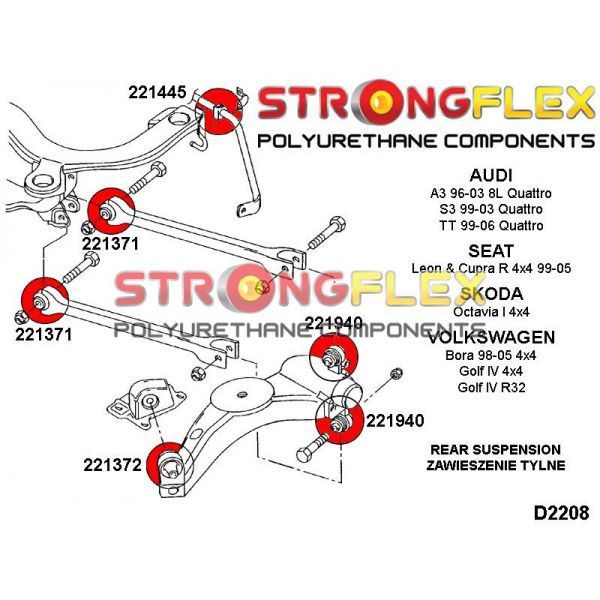 STRONGFLEX 221940A: Zadní spojovací tyč do těhlice silentblok SPORT pro Audi