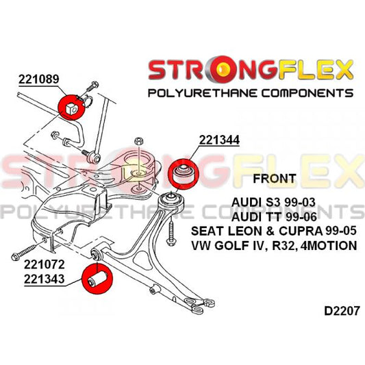 STRONGFLEX 226086A: Přední náprava - sada silentbloků SPORT pro Audi