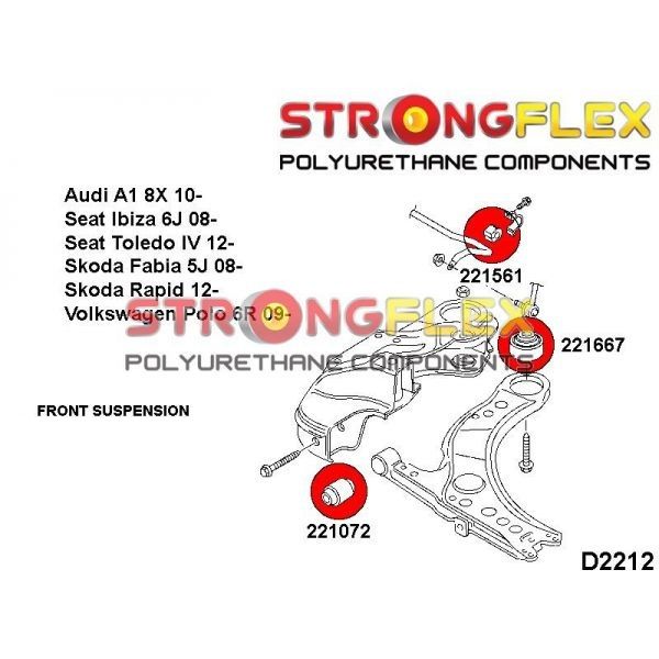 STRONGFLEX 226160B: Sada - silentbloky přední nápravy pro Seat