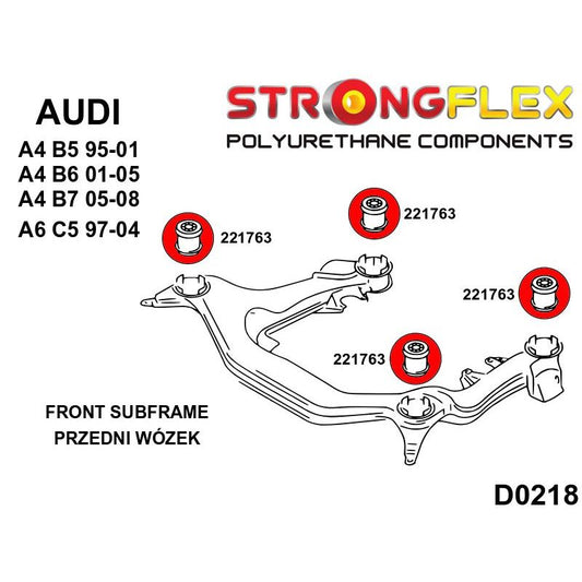 STRONGFLEX 226224B: Přední nápravnice - sada silentblokov pro Audi