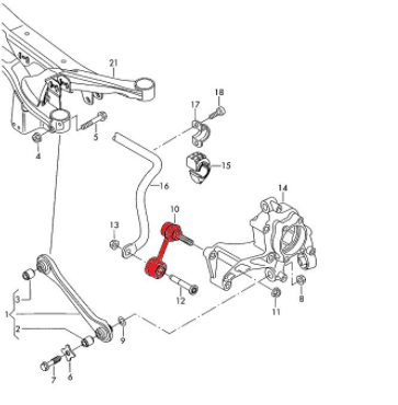 Verkline stavitelné tyčky stabilizátoru zadní MQB - Audi