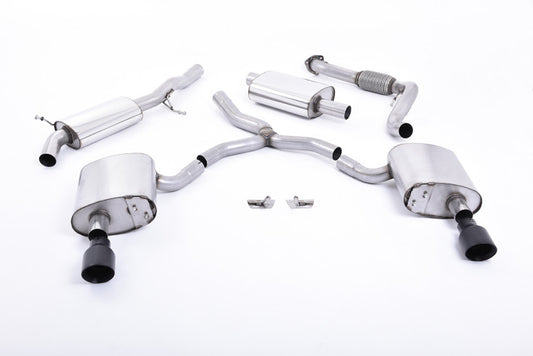 Catback výfuk AUDI A4 B9 quattro 2.0 TFSI Milltek Sport - s rezonátorem / černé koncovky SSXAU607