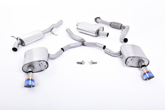 Catback výfuk AUDI A4 B9 quattro 2.0 TFSI Milltek Sport - s rezonátorem / titanově modré koncovky SSXAU610