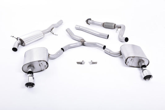 Catback výfuk ROAD+ AUDI A4 B9 quattro 2.0 TFSI Milltek Sport - s rezonátorem / leštěné koncovky SSXAU612