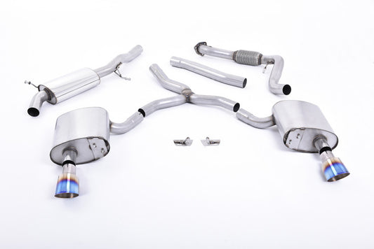 Catback výfuk ROAD+ AUDI A4 B9 quattro 2.0 TFSI Milltek Sport - s rezonátorem / titanově modré koncovky SSXAU614