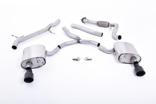 Catback výfuk AUDI A4 B9 quattro 2.0 TFSI Milltek Sport - bez rezonátoru / černé koncovky SSXAU615