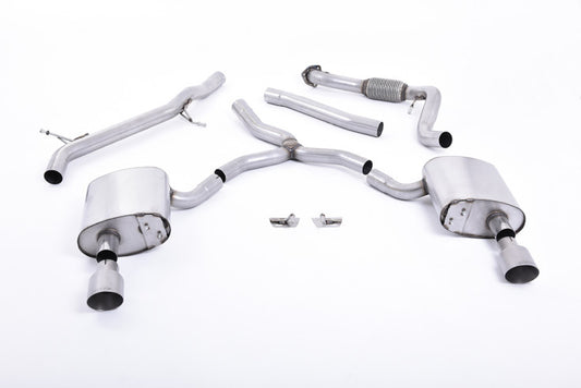 Catback výfuk AUDI A4 B9 quattro 2.0 TFSI Milltek Sport - bez rezonátoru / titanové koncovky SSXAU617