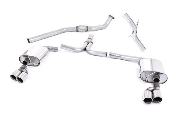 Catback výfuk AUDI A4 B8 S-line 2WD a quattro 2.0 TFSI (Tiptronic)  Milltek Sport - bez rezonátoru / leštěné koncovky Twin SSXAU630