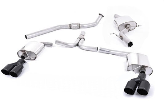 Catback výfuk AUDI A4 B8 S-line 2WD a quattro 2.0 TFSI (Tiptronic) Milltek Sport - s rezonátorem / černé koncovky Twin SSXAU665