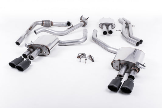Klapkový catback výfuk AUDI S4 a S5 Sportback B9 3.0 TFSI V6 (Sport Diff) Milltek Sport - s rezonátorem / oválné černé koncovky SSXAU699