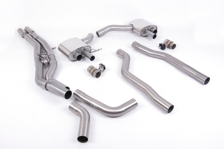 Klapkový GPF-back výfuk AUDI RS6 a RS7 C8 4.0 TFSI V8 OPF/GPF Milltek Sport - černé koncovky SSXAU865