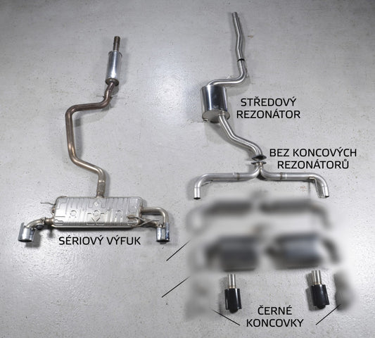 Catback výfuk VW Scirocco R 2.0 TFSI Milltek Sport - bez rezonátoru / černé oválné koncovky SSXVW142