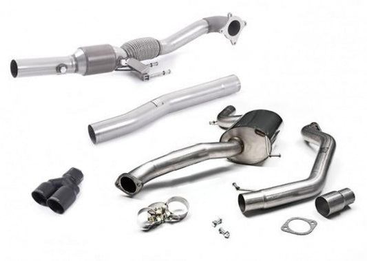 Turboback výfuk VW Jetta mk6 2.0 TSI Milltek Sport -  s HJS katalyzátorem / s rezonátorem / černé koncovky SSXVW317