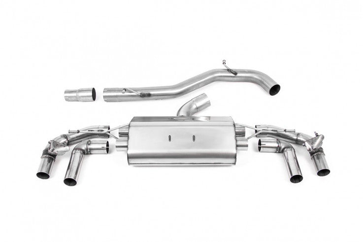 Catback výfuk 80mm VW Golf R Mk8 2.0 TSI OPF/GPF Milltek Sport - bez rezonátoru / leštěné kulaté koncovky SSXVW625