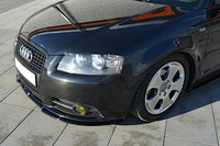 Maxton Design spoiler pod přední nárazník pro Audi A3 8P, černý lesklý plast ABS, S-Line, r.v. 2004-2008