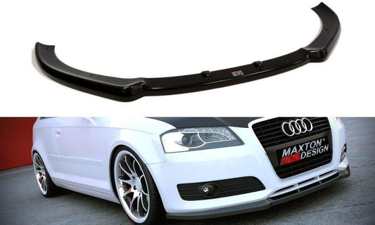 Maxton Design spoiler pod přední nárazník pro Audi A3 8P, černý lesklý plast ABS, facelift, r.v. 2008-2013