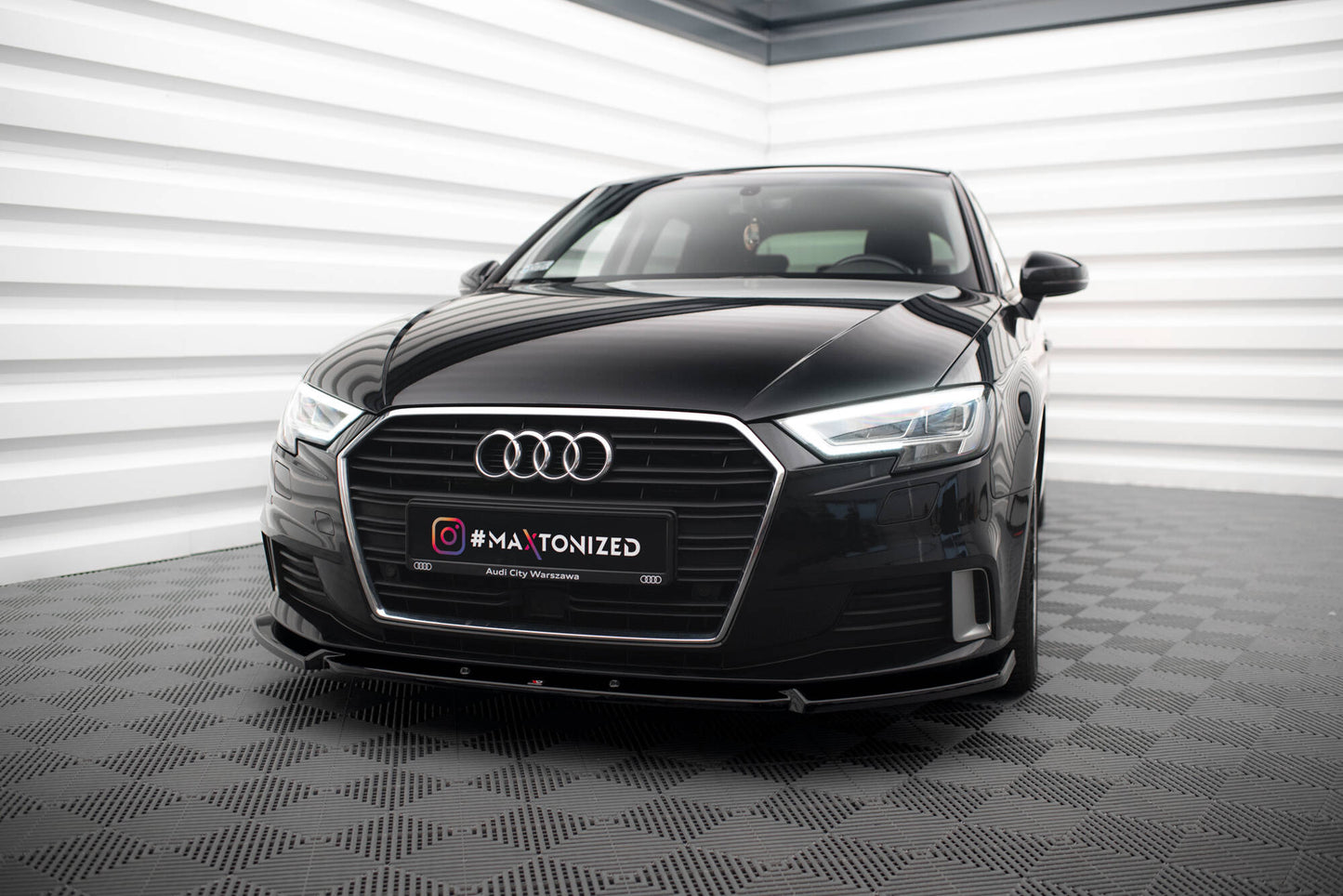 Maxton Design spoiler pod přední nárazník pro Audi A3 8V FL, černý lesklý plast ABS, Sportback