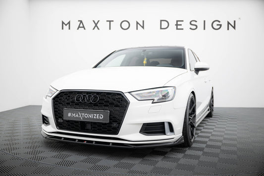 Maxton Design spoiler pod přední nárazník pro Audi A3 8V FL, černý lesklý plast ABS, Sedan