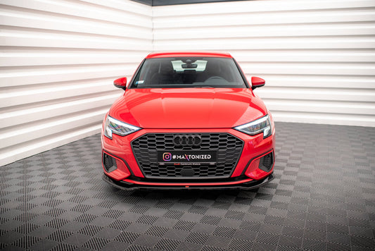 Maxton Design spoiler pod přední nárazník ver.2 pro Audi A3 8Y, černý lesklý plast ABS