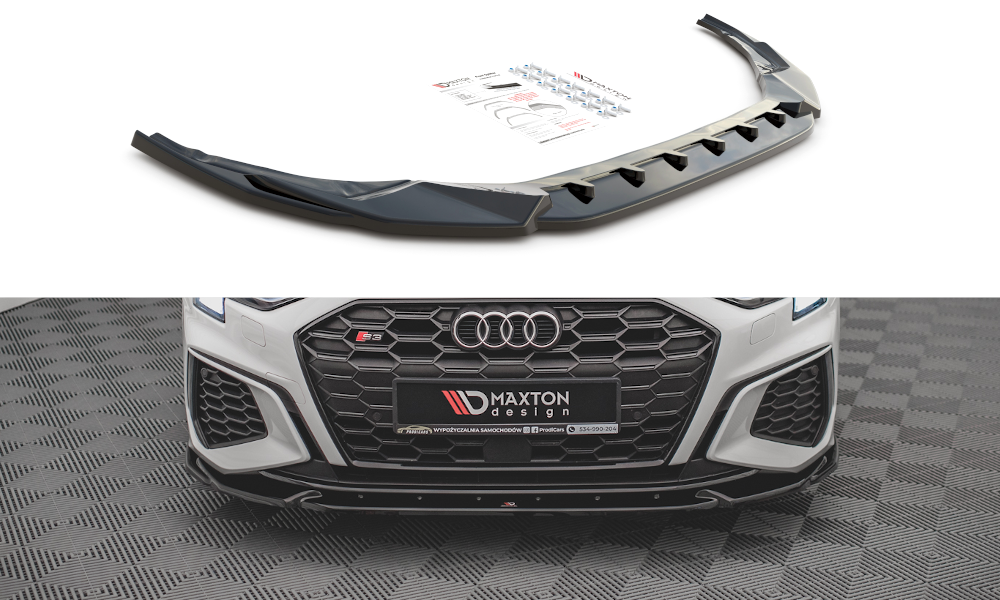 Maxton Design spoiler pod přední nárazník ver.3 pro Audi A3 8Y, plast ABS bez povrchové úpravy, S-Line