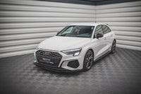 Maxton Design spoiler pod přední nárazník ver.4 pro Audi A3 8Y, černý lesklý plast ABS, S-Line
