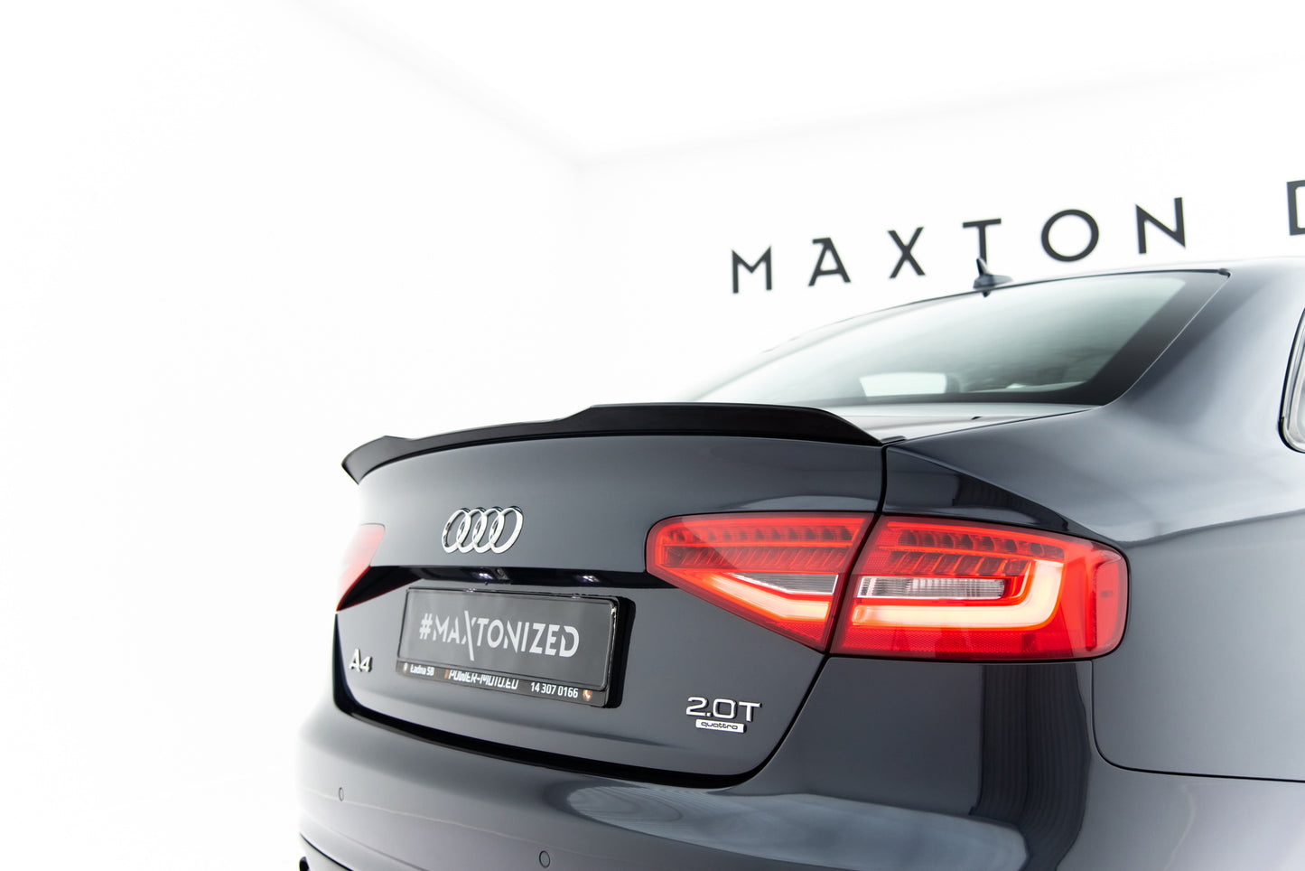 Maxton Design prodloužení spoileru pro Audi A4 B8, černý lesklý plast ABS